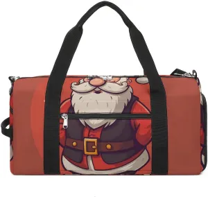 Gym Bags for Men Women Cartoon Santa Claus Duffle Bag Travel Overnight Bag with Shoe Compartment Tote Bags