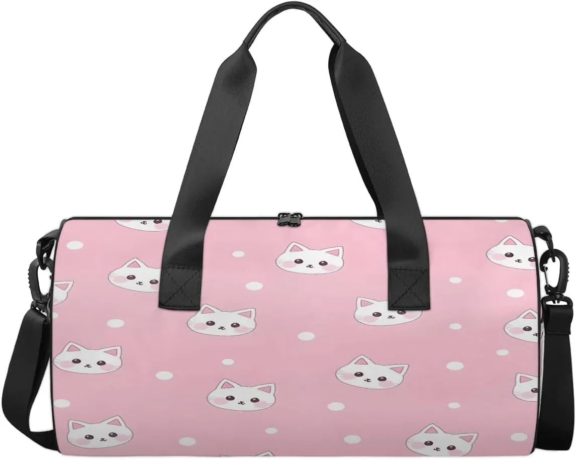 Gym Bags for Men Women Cat Printed Sports Duffel Bags Carry On Travel Duffle Bag with Detachable Adjustable Shoulder Strap Overnight Weekender Bag