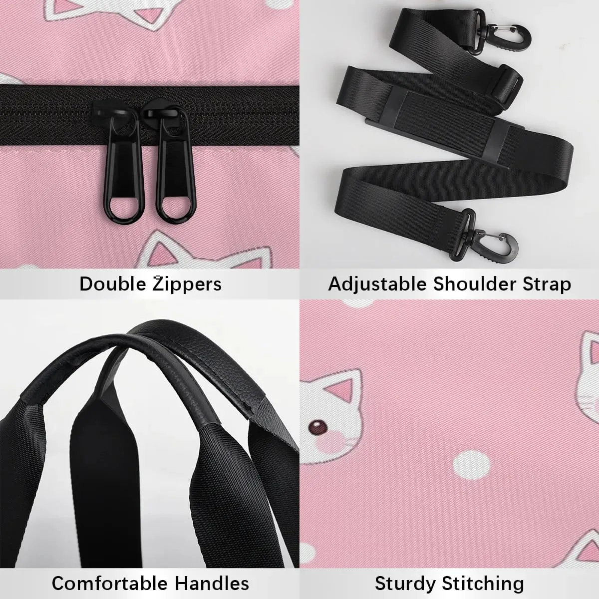Gym Bags for Men Women Cat Printed Sports Duffel Bags Carry On Travel Duffle Bag with Detachable Adjustable Shoulder Strap Overnight Weekender Bag