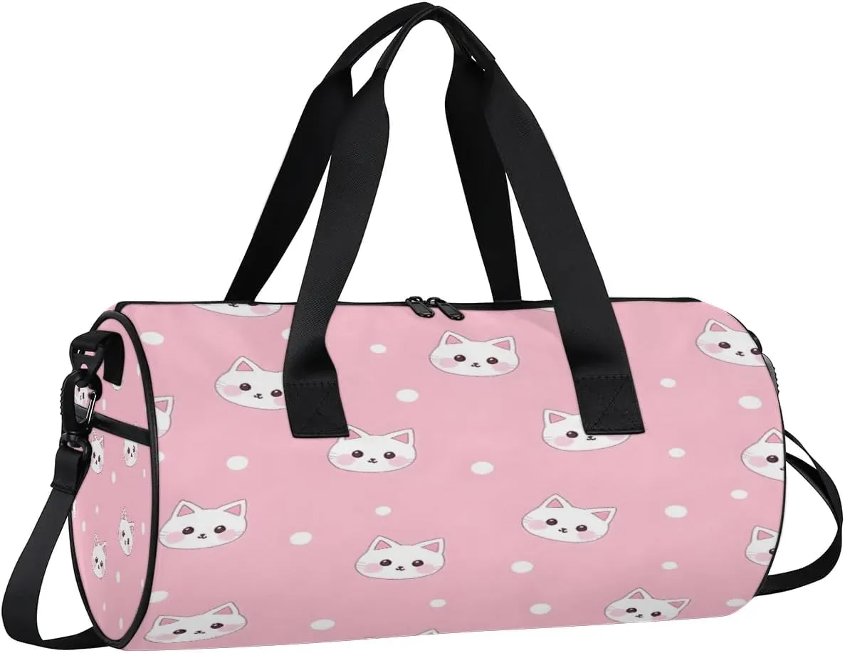 Gym Bags for Men Women Cat Printed Sports Duffel Bags Carry On Travel Duffle Bag with Detachable Adjustable Shoulder Strap Overnight Weekender Bag
