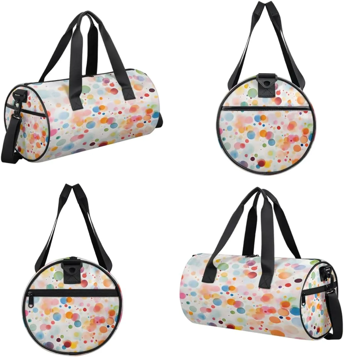 Gym Bags for Men Women Colorful Dots Sports Duffel Bags Carry On Travel Duffle Bag with Detachable Adjustable Shoulder Strap Overnight Weekender Bag