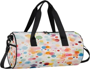 Gym Bags for Men Women Colorful Dots Sports Duffel Bags Carry On Travel Duffle Bag with Detachable Adjustable Shoulder Strap Overnight Weekender Bag