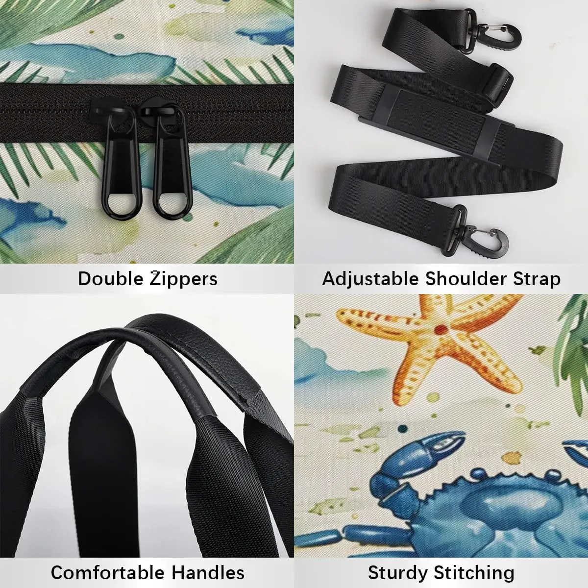 Gym Bags for Men Women Crab Coconut Tree Sports Duffel Bags Carry On Travel Duffle Bag with Detachable Adjustable Shoulder Strap Overnight Weekender Bag