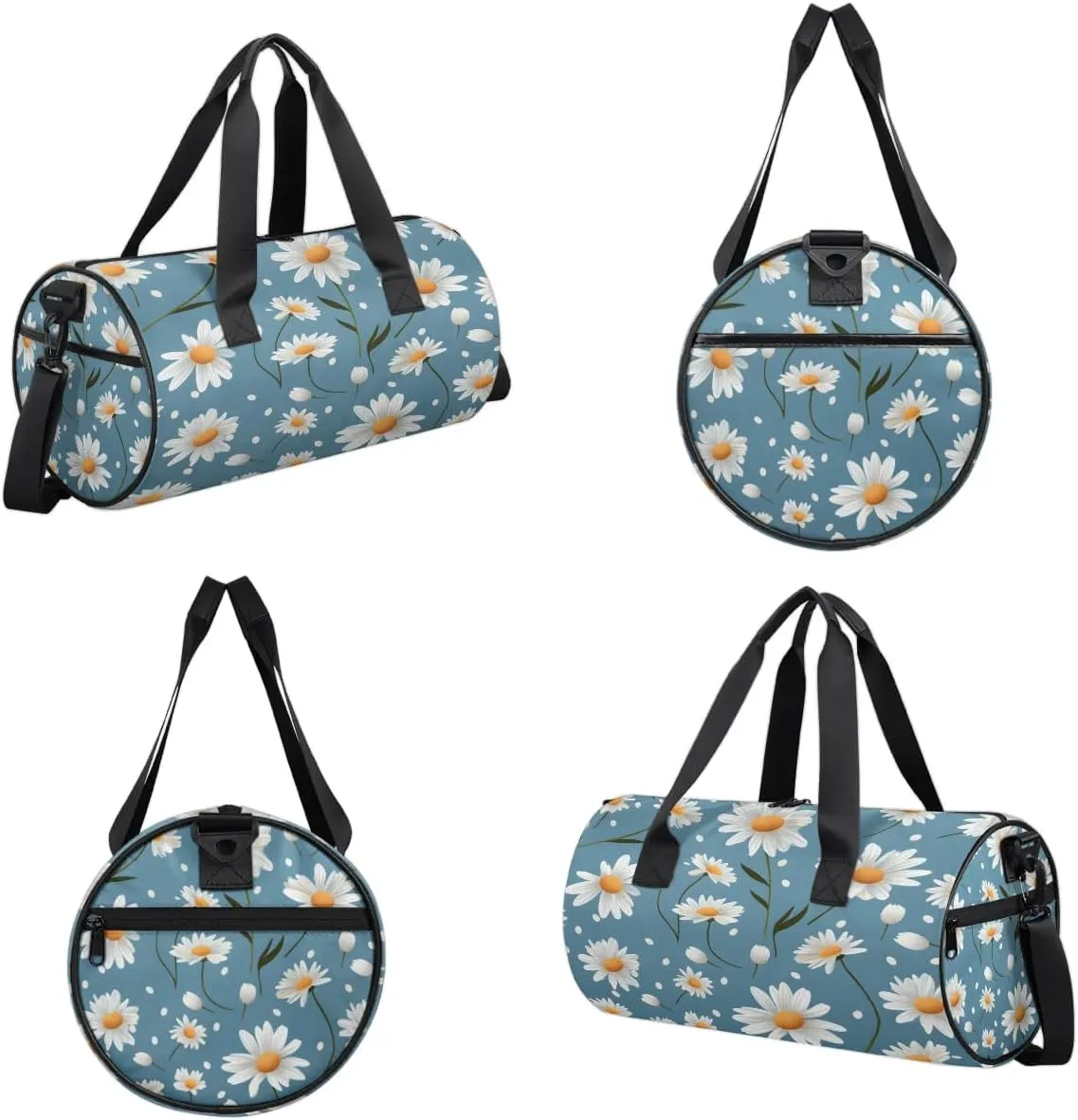 Gym Bags for Men Women Daisy Floral Print Sports Duffel Bags Carry On Travel Duffle Bag with Detachable Adjustable Shoulder Strap Overnight Weekender Bag