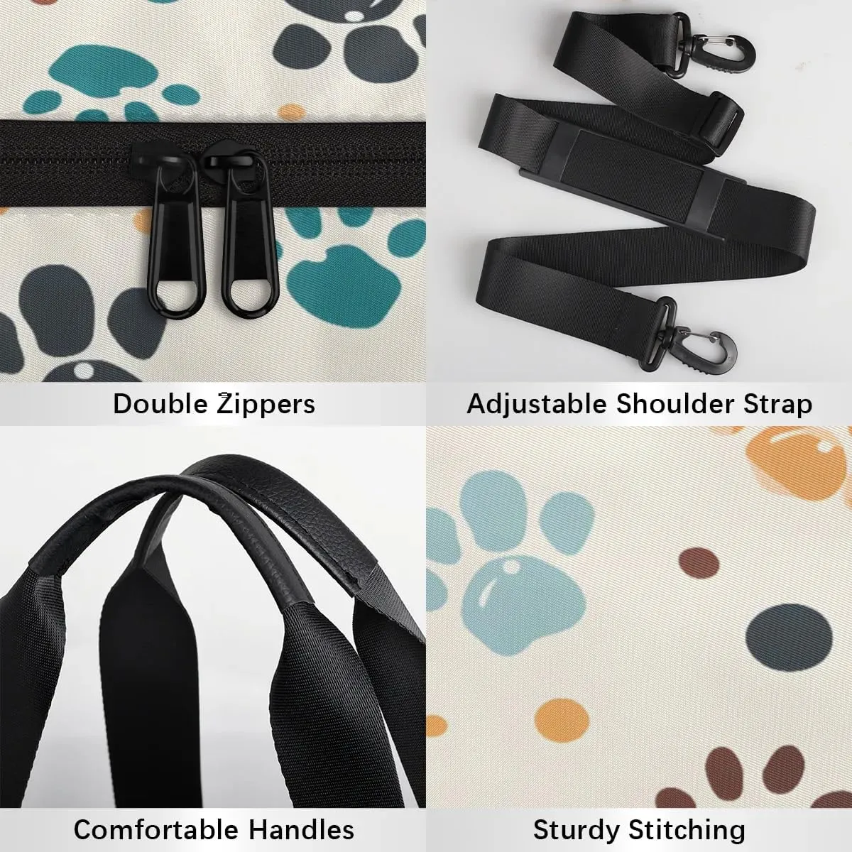 Gym Bags for Men Women Dog Paw Sports Duffel Bags Carry On Travel Duffle Bag with Detachable Adjustable Shoulder Strap Overnight Weekender Bag