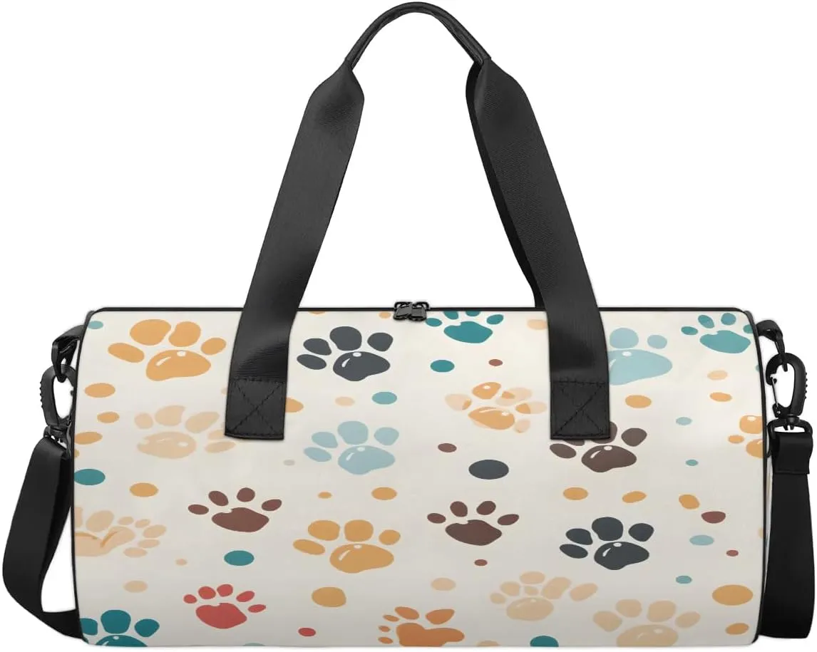 Gym Bags for Men Women Dog Paw Sports Duffel Bags Carry On Travel Duffle Bag with Detachable Adjustable Shoulder Strap Overnight Weekender Bag