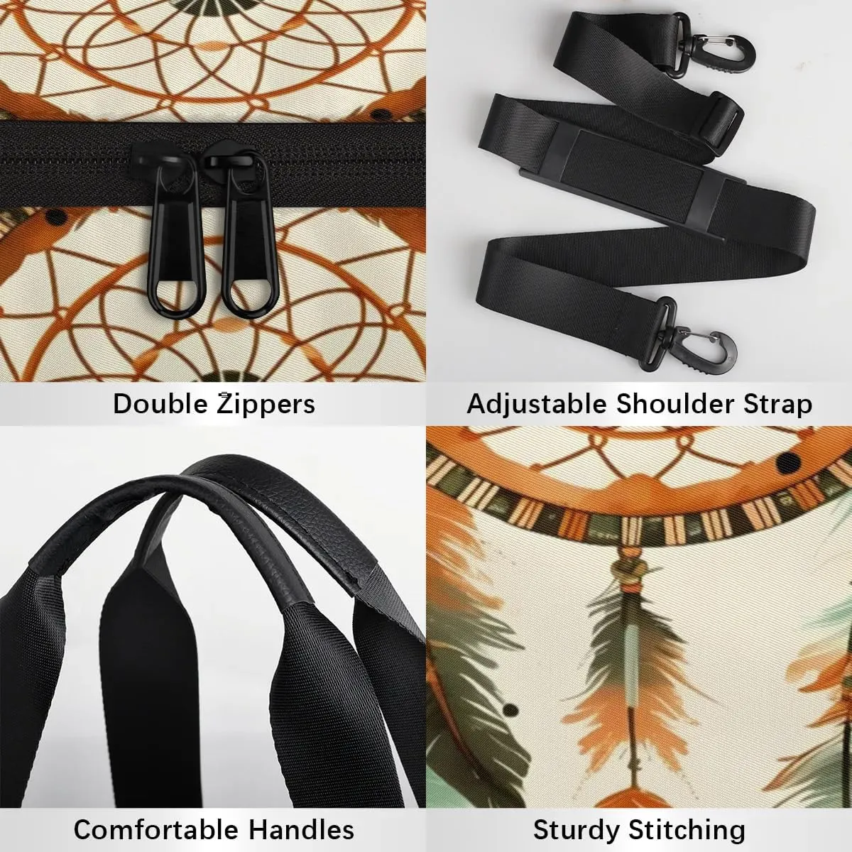 Gym Bags for Men Women Dream Catcher Ethnic Sports Duffel Bags Carry On Travel Duffle Bag with Detachable Adjustable Shoulder Strap Overnight Weekender Bag