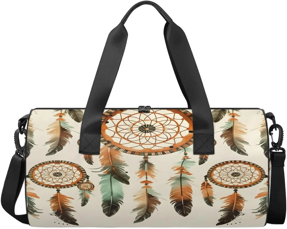 Gym Bags for Men Women Dream Catcher Ethnic Sports Duffel Bags Carry On Travel Duffle Bag with Detachable Adjustable Shoulder Strap Overnight Weekender Bag