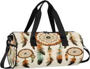 Gym Bags for Men Women Dream Catcher Ethnic Sports Duffel Bags Carry On Travel Duffle Bag with Detachable Adjustable Shoulder Strap Overnight Weekender Bag