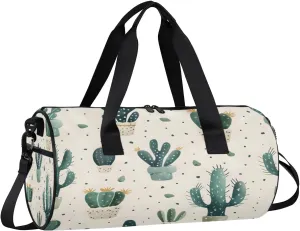 Gym Bags for Men Women Green Plants Cactus Sports Duffel Bags Carry On Travel Duffle Bag with Detachable Adjustable Shoulder Strap Overnight Weekender Bag