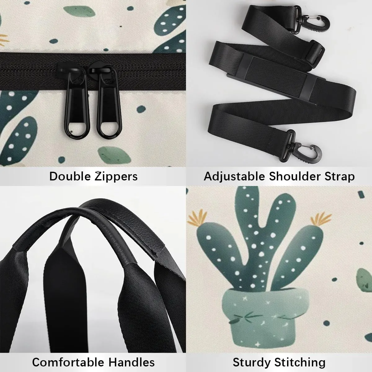 Gym Bags for Men Women Green Plants Cactus Sports Duffel Bags Carry On Travel Duffle Bag with Detachable Adjustable Shoulder Strap Overnight Weekender Bag