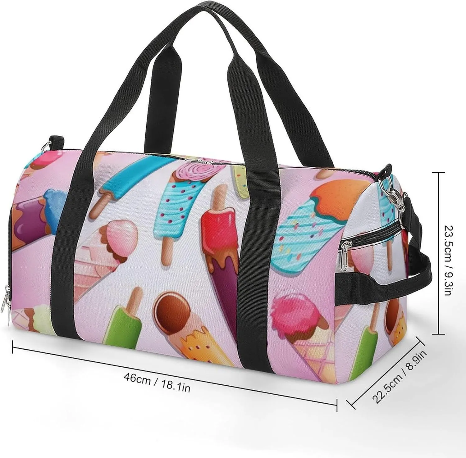 Gym Bags for Men Women Many Colored Ice Cream Duffle Bag Travel Overnight Bag with Shoe Compartment Tote Bags