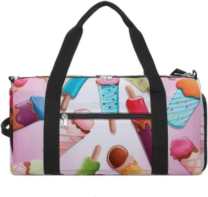 Gym Bags for Men Women Many Colored Ice Cream Duffle Bag Travel Overnight Bag with Shoe Compartment Tote Bags