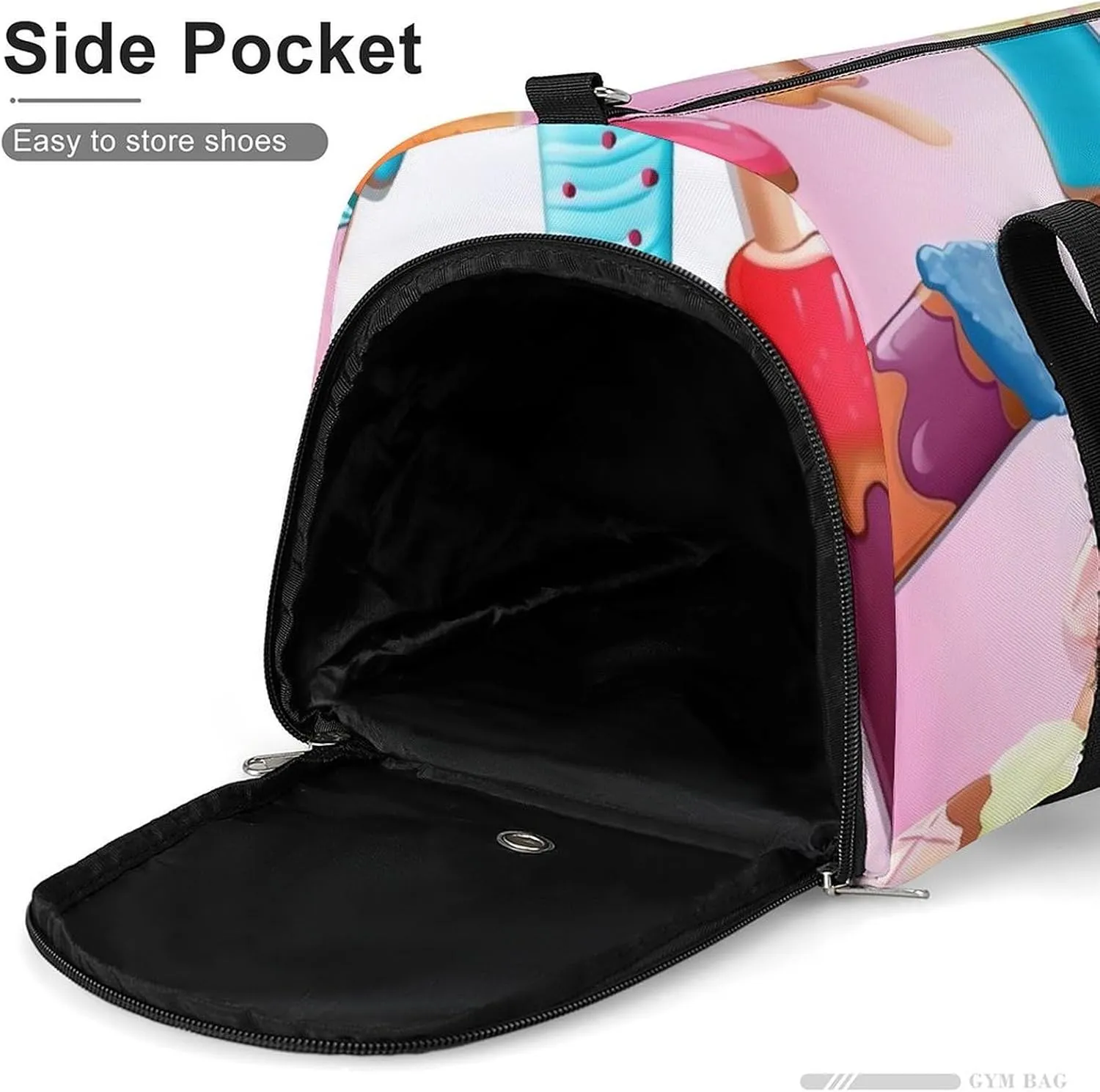Gym Bags for Men Women Many Colored Ice Cream Duffle Bag Travel Overnight Bag with Shoe Compartment Tote Bags