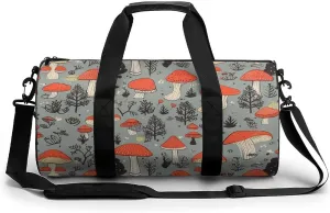 Gym Bags for Men Women Mushroom Duffle Bag Travel Overnight Bag with Shoe Compartment Tote Bags