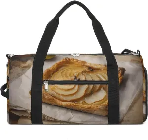 Gym Bags for Men Women Pear Pie on Paper Duffle Bag Travel Overnight Bag with Shoe Compartment Tote Bags