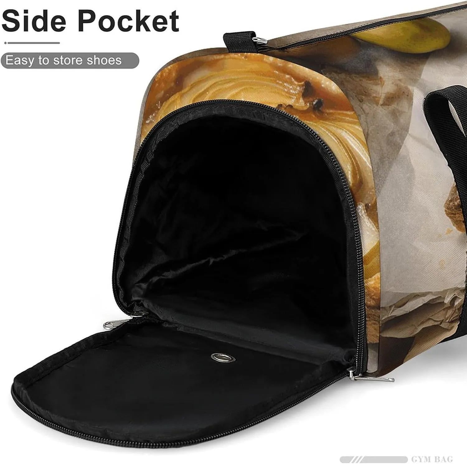 Gym Bags for Men Women Pear Pie on Paper Duffle Bag Travel Overnight Bag with Shoe Compartment Tote Bags