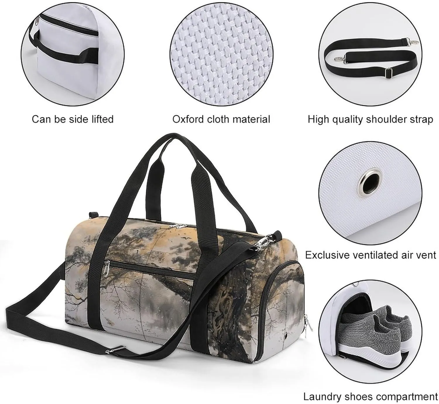Gym Bags for Men Women Sitting Under The Tree Duffle Bag Travel Overnight Bag with Shoe Compartment Tote Bags