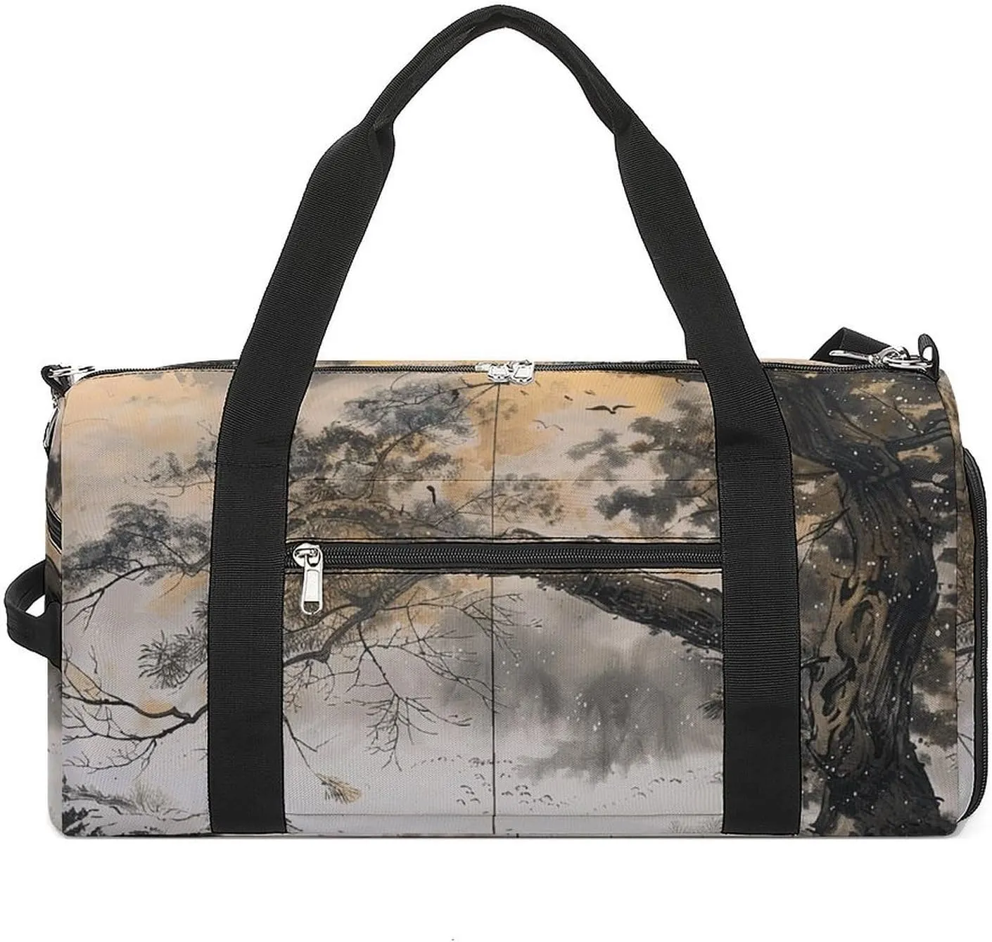 Gym Bags for Men Women Sitting Under The Tree Duffle Bag Travel Overnight Bag with Shoe Compartment Tote Bags