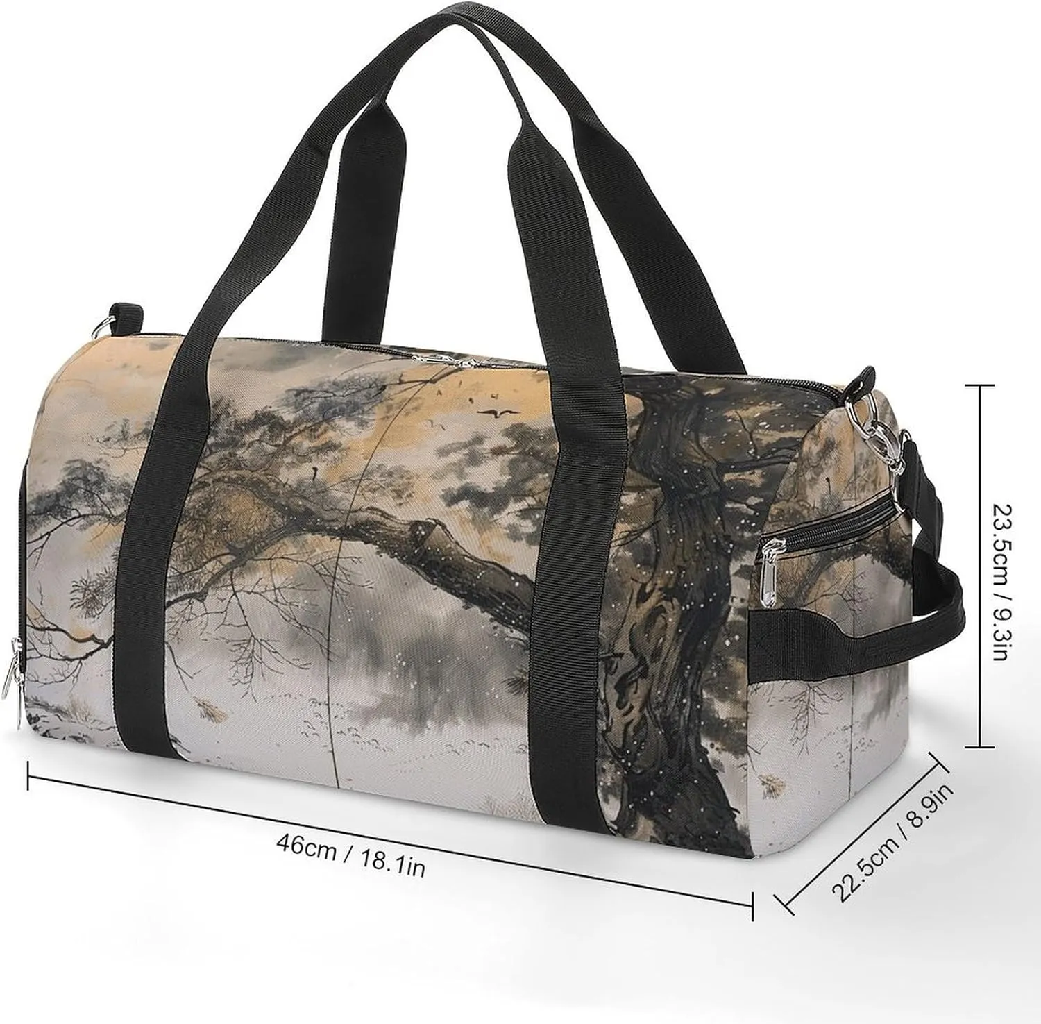 Gym Bags for Men Women Sitting Under The Tree Duffle Bag Travel Overnight Bag with Shoe Compartment Tote Bags