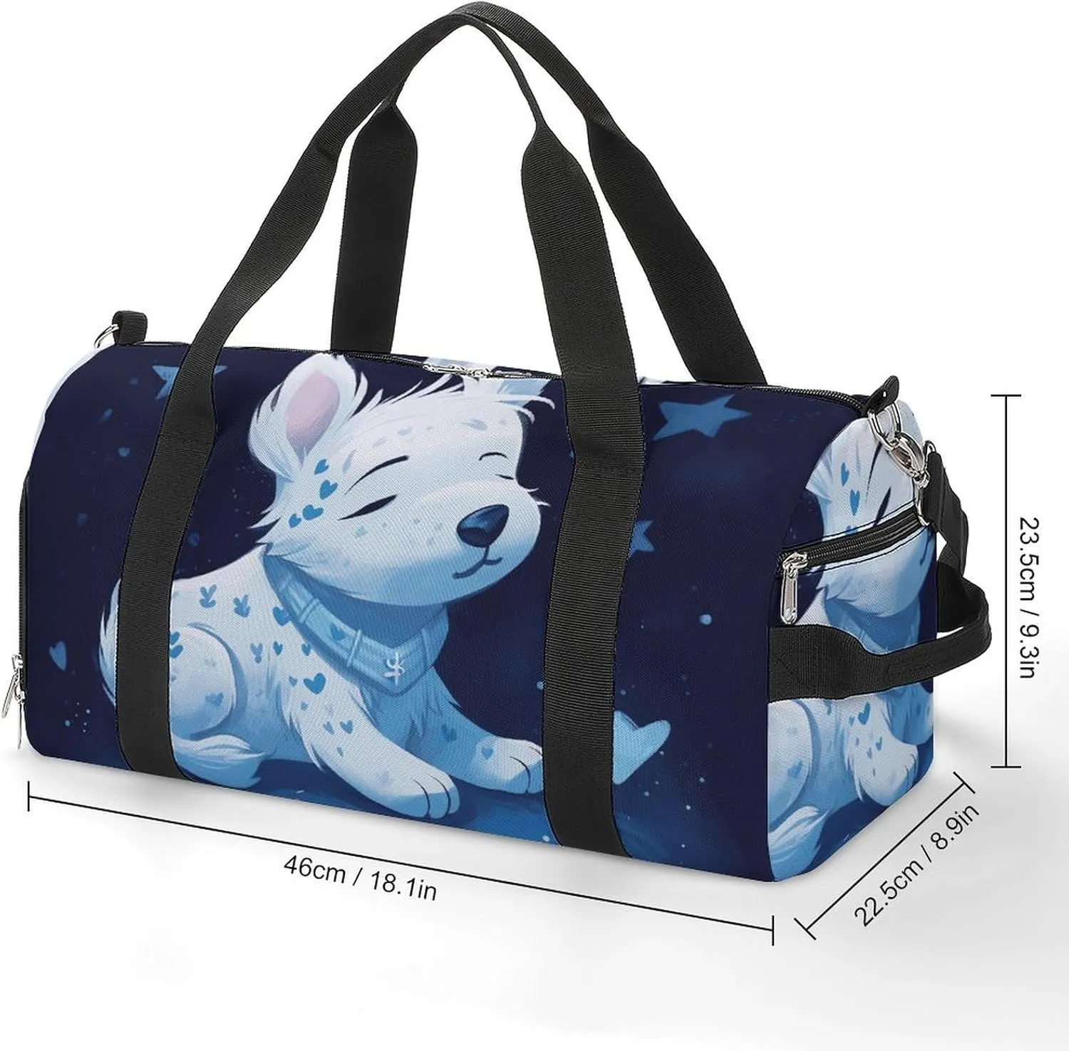 Gym Bags Small A White Dog Duffel Bag Overnight Bag with Shoe Compartment Carryon Bag for Men Women