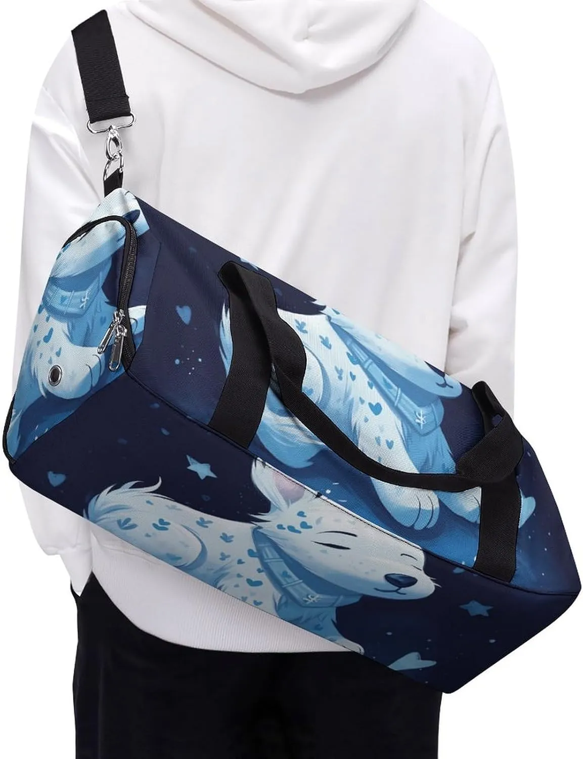 Gym Bags Small A White Dog Duffel Bag Overnight Bag with Shoe Compartment Carryon Bag for Men Women