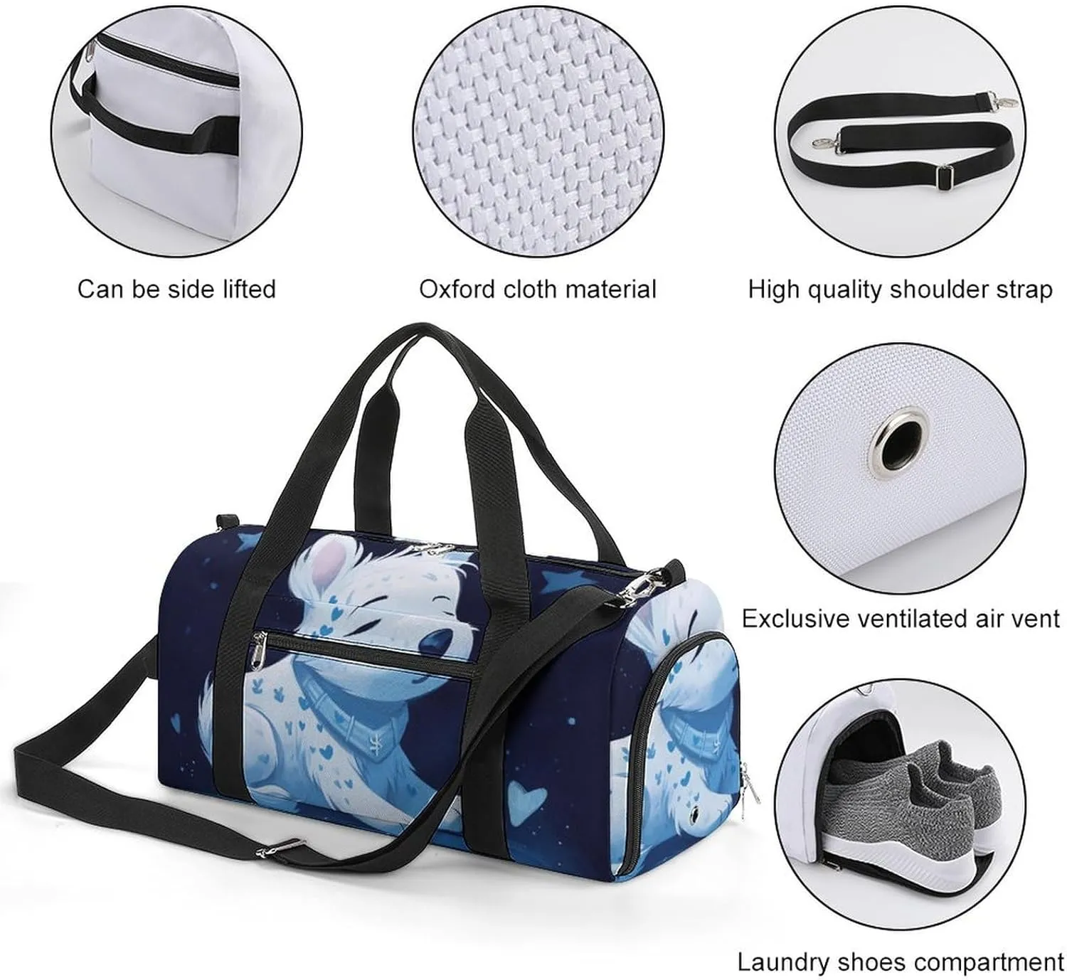 Gym Bags Small A White Dog Duffel Bag Overnight Bag with Shoe Compartment Carryon Bag for Men Women