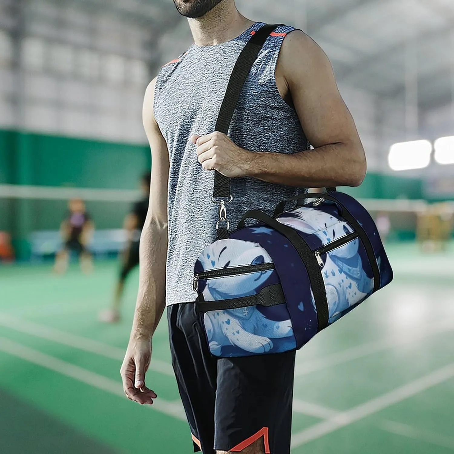 Gym Bags Small A White Dog Duffel Bag Overnight Bag with Shoe Compartment Carryon Bag for Men Women