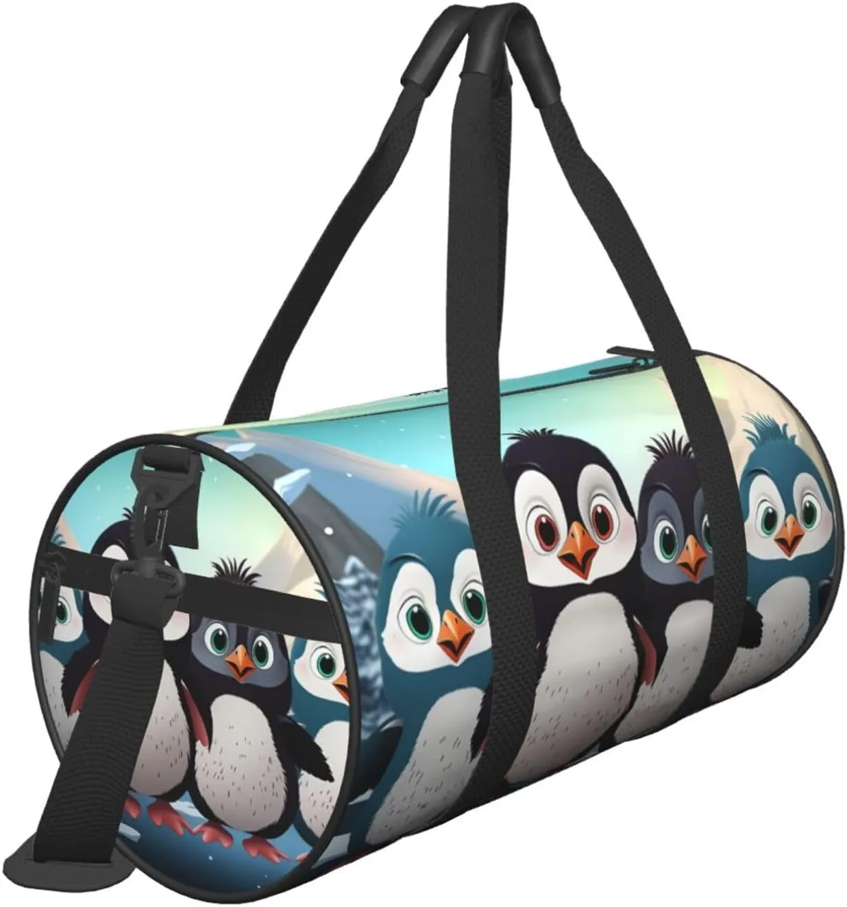Gym Bags Small Five cute penguins Duffel Bag Overnight Bag with Shoe Compartment Carryon Bag for Men Women