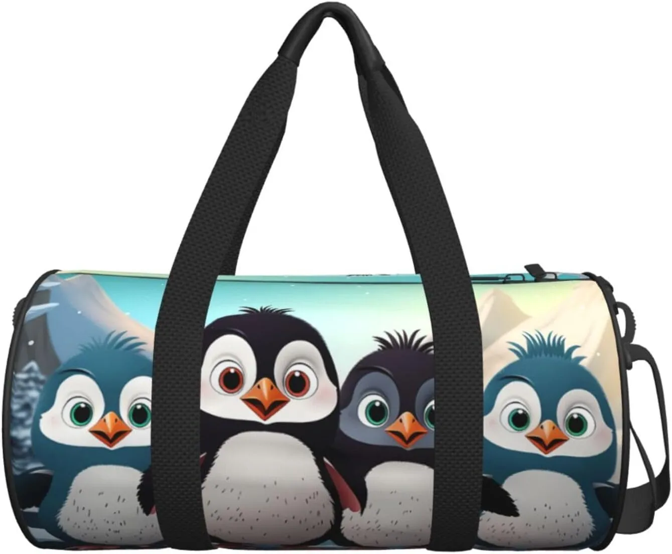 Gym Bags Small Five cute penguins Duffel Bag Overnight Bag with Shoe Compartment Carryon Bag for Men Women