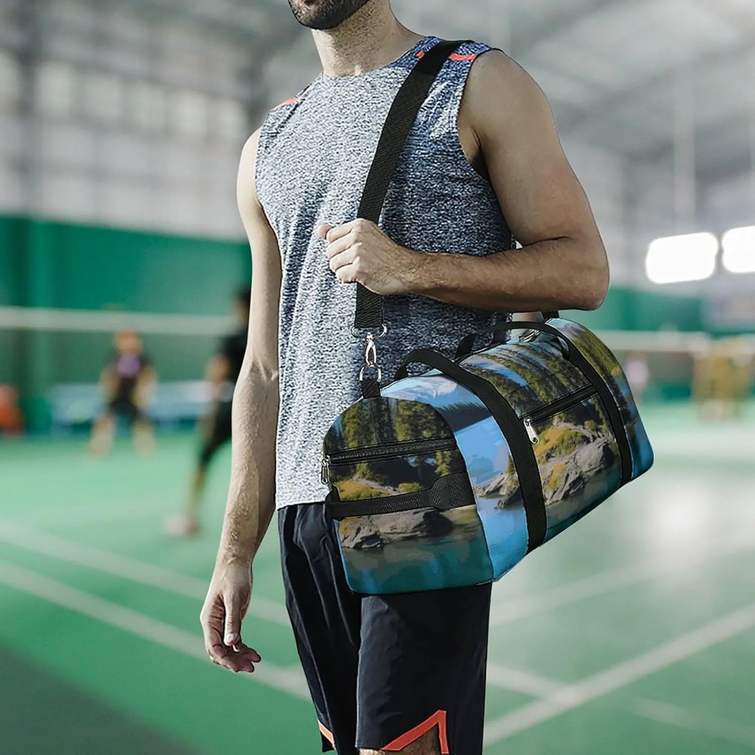Gym Bags Small Spirit Island in Lake Duffel Bag Overnight Bag with Shoe Compartment Carryon Bag for Men Women