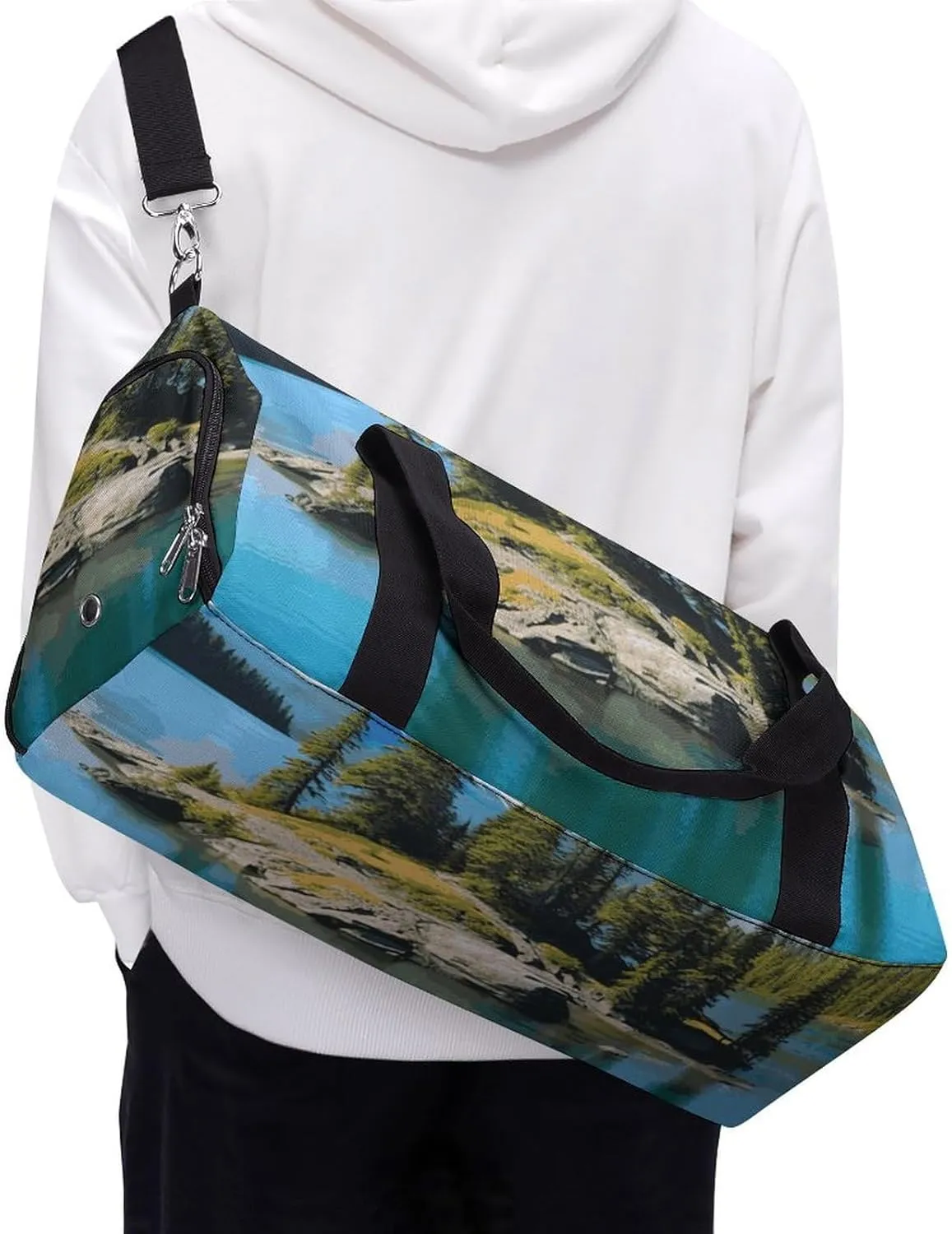 Gym Bags Small Spirit Island in Lake Duffel Bag Overnight Bag with Shoe Compartment Carryon Bag for Men Women