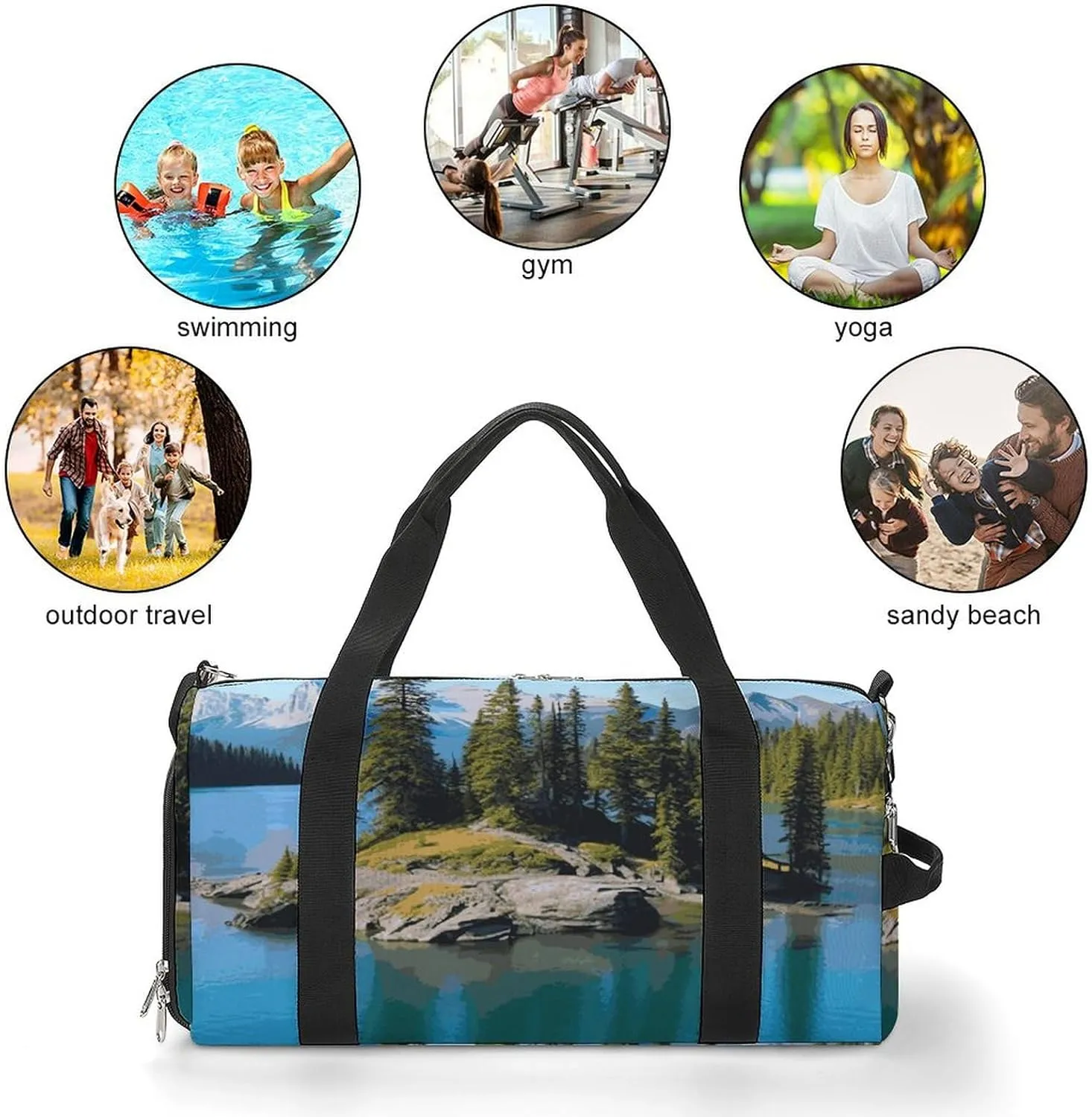 Gym Bags Small Spirit Island in Lake Duffel Bag Overnight Bag with Shoe Compartment Carryon Bag for Men Women