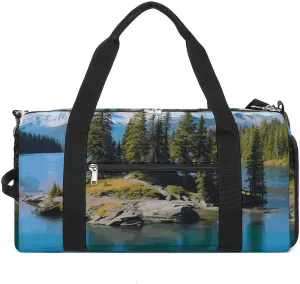 Gym Bags Small Spirit Island in Lake Duffel Bag Overnight Bag with Shoe Compartment Carryon Bag for Men Women