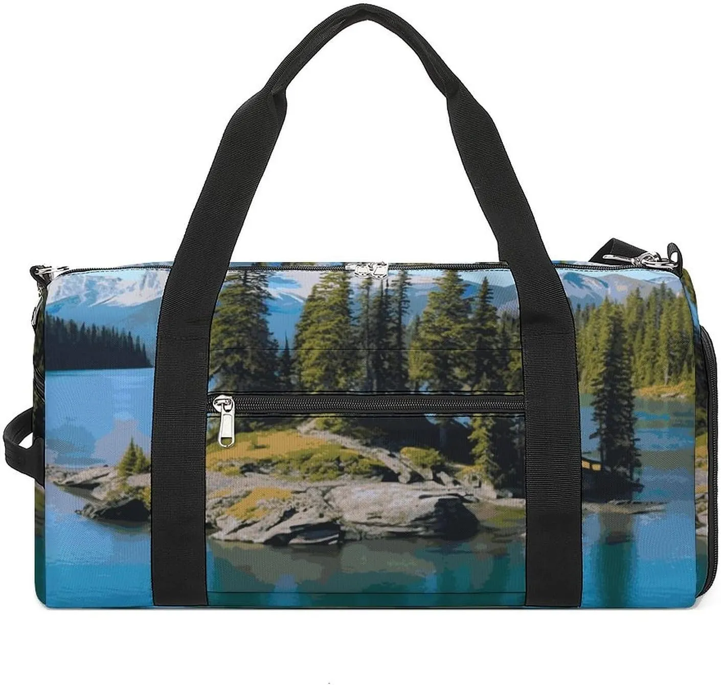 Gym Bags Small Spirit Island in Lake Duffel Bag Overnight Bag with Shoe Compartment Carryon Bag for Men Women