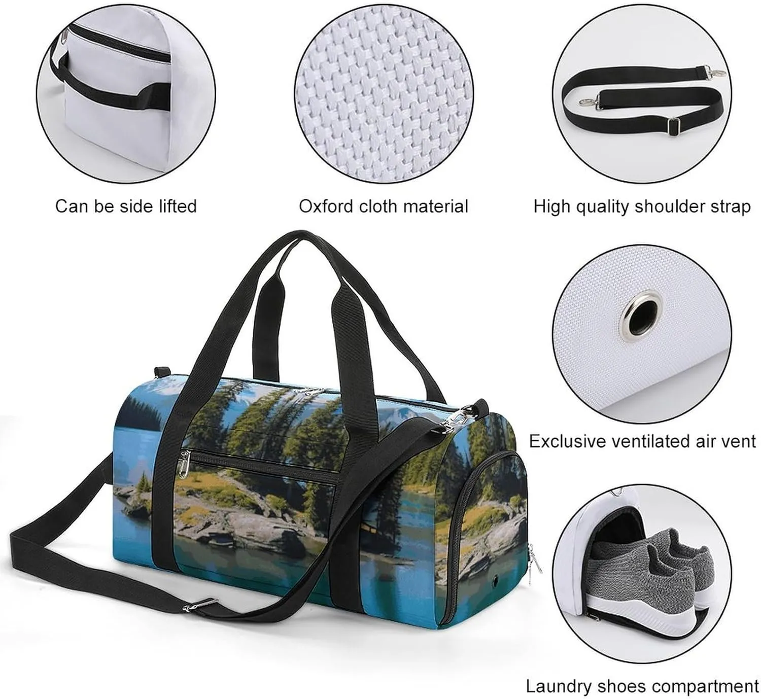 Gym Bags Small Spirit Island in Lake Duffel Bag Overnight Bag with Shoe Compartment Carryon Bag for Men Women