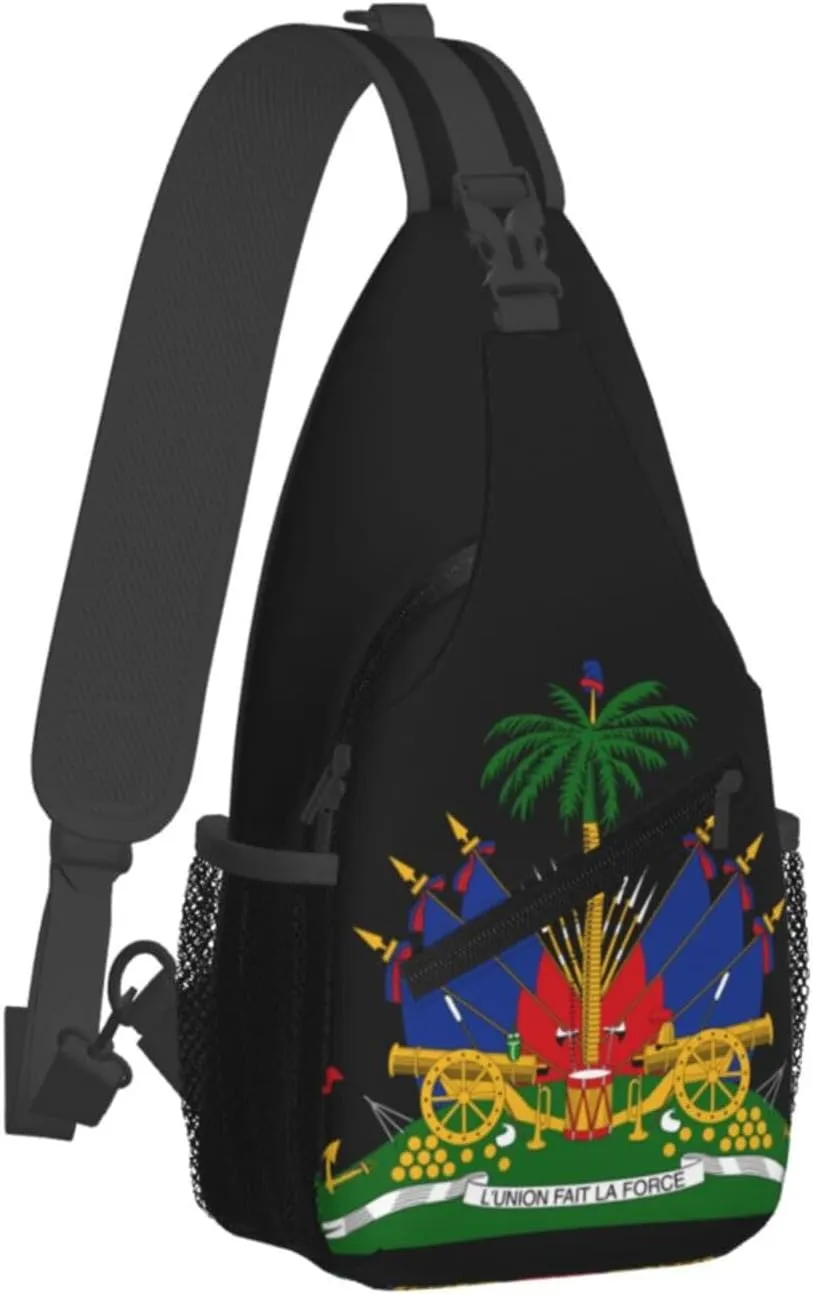 Haiti Shoulder Bag Haiti Flag Sling Backpack Daypack Casual Bag Haitian Backpack Bag for Outdoor