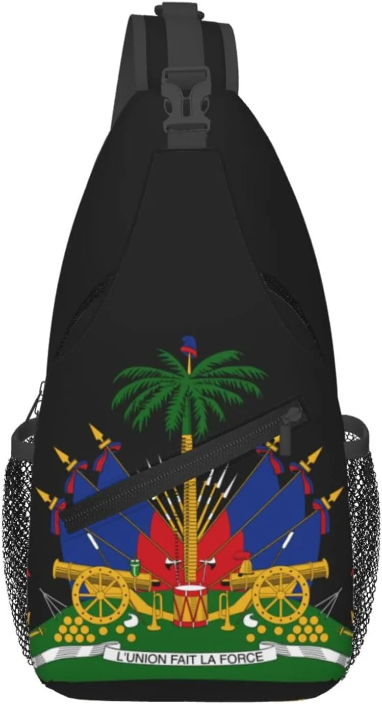 Haiti Shoulder Bag Haiti Flag Sling Backpack Daypack Casual Bag Haitian Backpack Bag for Outdoor