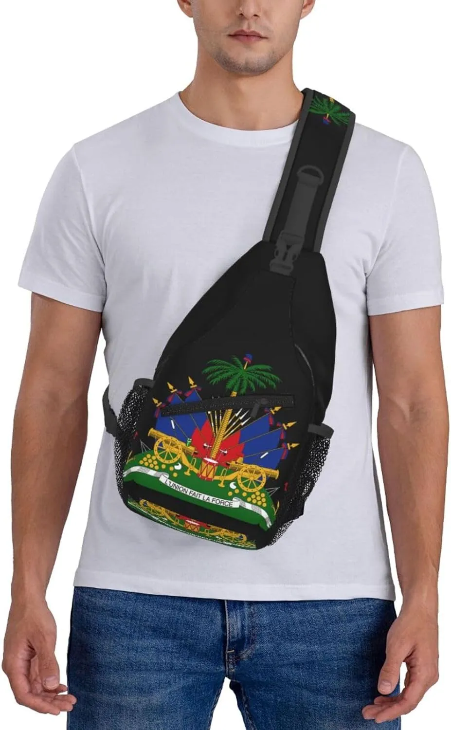 Haiti Shoulder Bag Haiti Flag Sling Backpack Daypack Casual Bag Haitian Backpack Bag for Outdoor