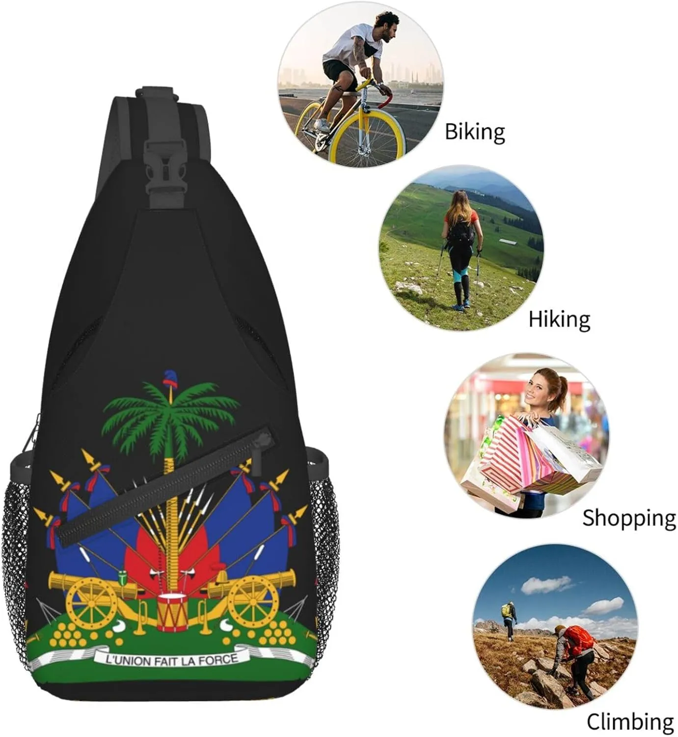 Haiti Shoulder Bag Haiti Flag Sling Backpack Daypack Casual Bag Haitian Backpack Bag for Outdoor