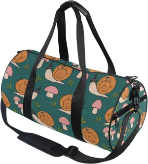 Halloween Snail Spider Mushroom and Leaves Gym Duffle Bag for Women Men Sports Fitness Bag Travel Workout Gymnastics Dance