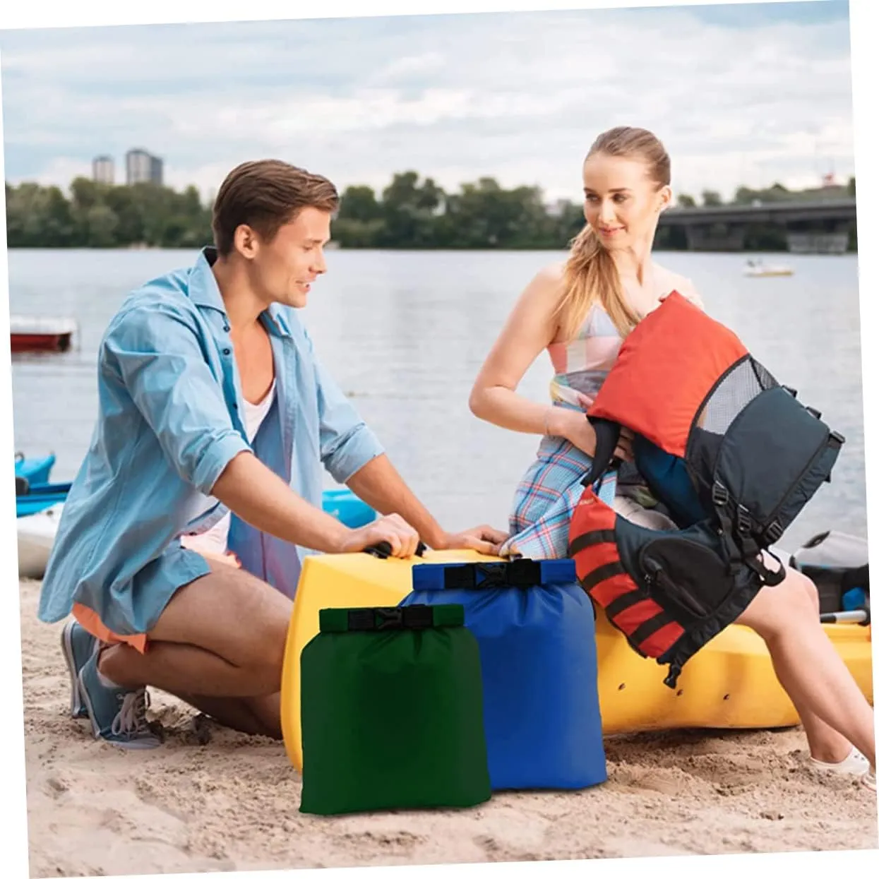 HANABASS 6pcs Boating Water Proof Bags Dry Pack Roll Top Design for Outdoor Equipment