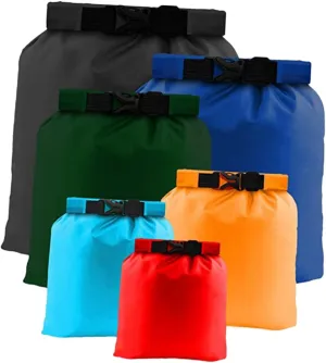 HANABASS 6pcs Boating Water Proof Bags Dry Pack Roll Top Design for Outdoor Equipment