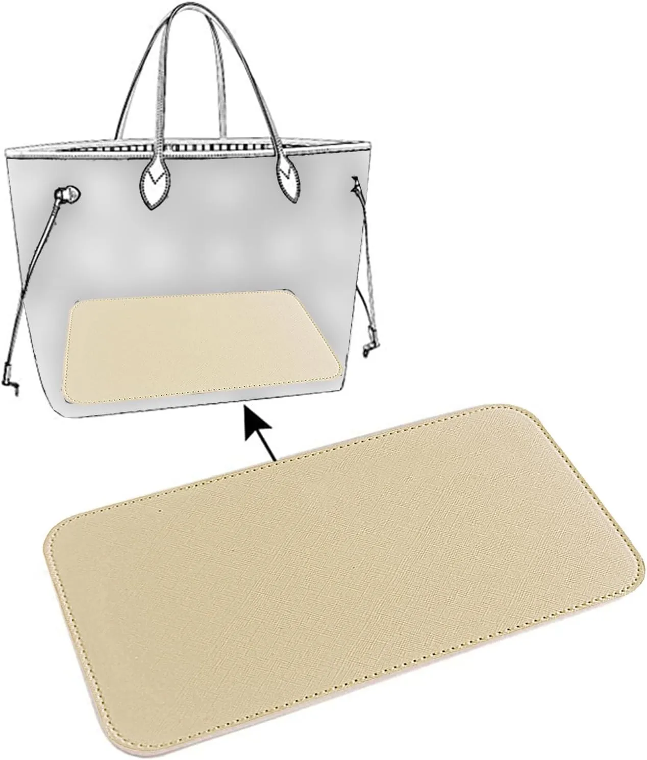 Handbag Base Shaper Leather Bag Liner Board Compatible with Speedy 35 Tote Purse 13 x 7 inch Bag Bottom Shaper Pad Arc Corner Bag Liner Board Insert (Beige-13x7 inch)