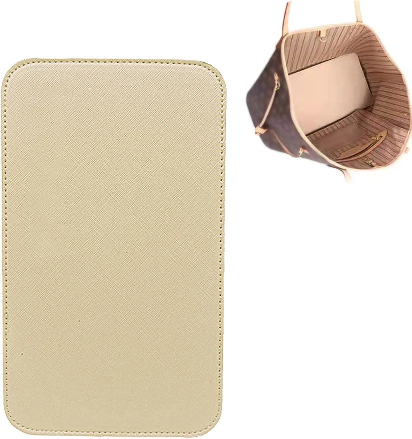 Handbag Base Shaper Leather Bag Liner Board Compatible with Speedy 35 Tote Purse 13 x 7 inch Bag Bottom Shaper Pad Arc Corner Bag Liner Board Insert (Beige-13x7 inch)