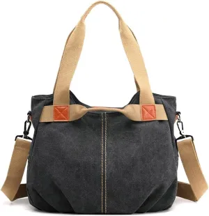 Handbags Stylish Women's Canvas Handbag - Versatile Shoulder & Crossbody Messenger Bag for Casual Use(Black)
