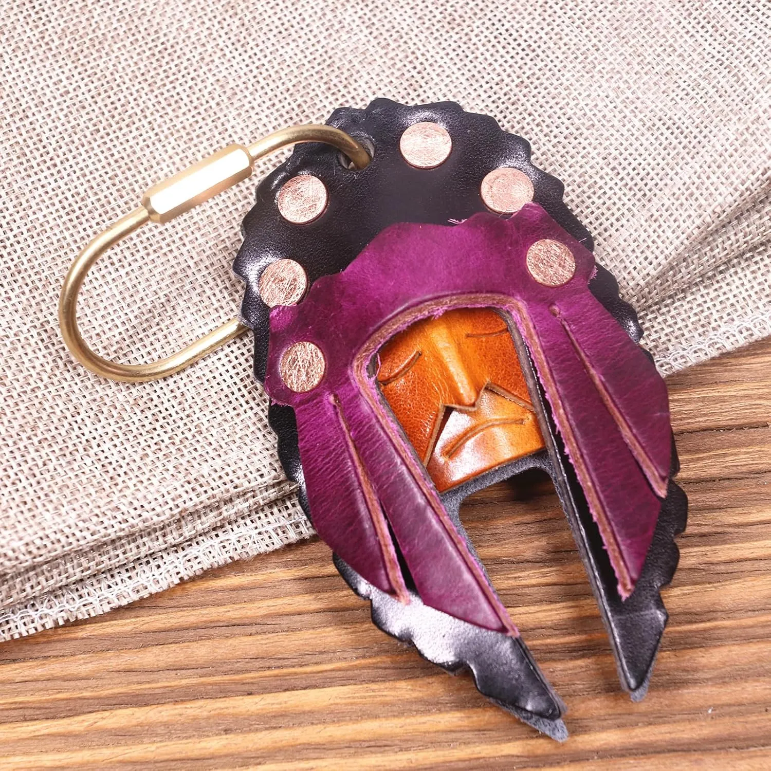 Handmade Leather Indian Chief Keychain, Hanging Bag Charm for Purse Tote Bag Handbag, Bag Accessories Charms