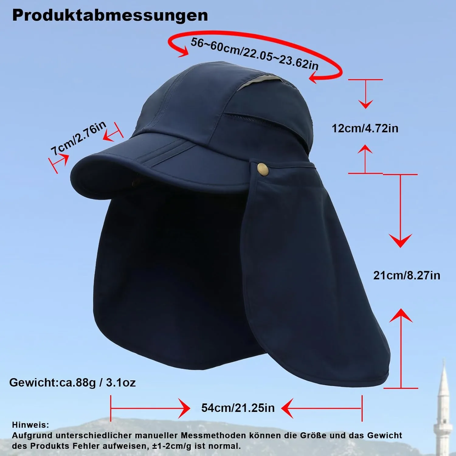 Hat with Neck Protection Detachable Multi-Purpose Summer Sun Hat Sun Protection Breathable Quick Dry UV Protection