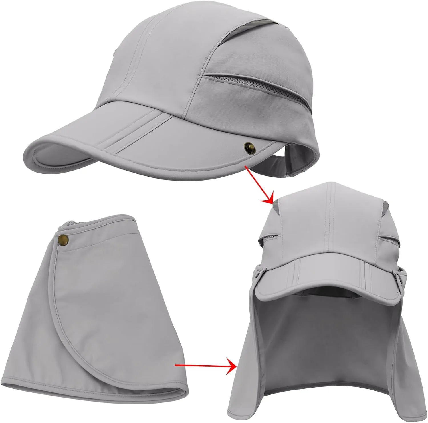 Hat with Neck Protection Detachable Multi-Purpose Summer Sun Hat Sun Protection Breathable Quick Dry UV Protection