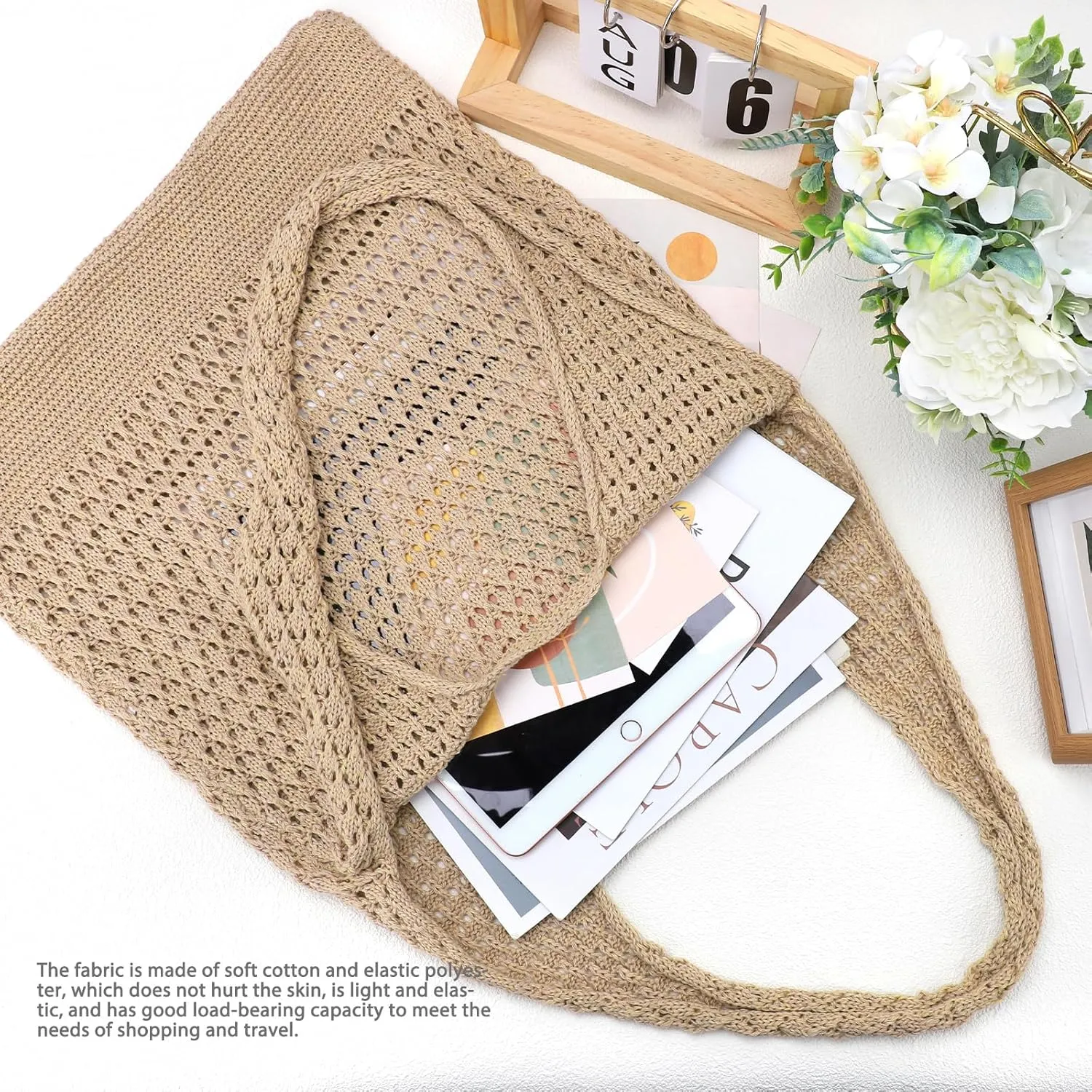 hatisan Crochet Bags for Women - Summer Beach Tote, Aesthetic Hippie Knit Bag